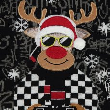 GX562: Kids Black Gaming Rudolph Knitted Christmas Jumper ( 6-14 Years)